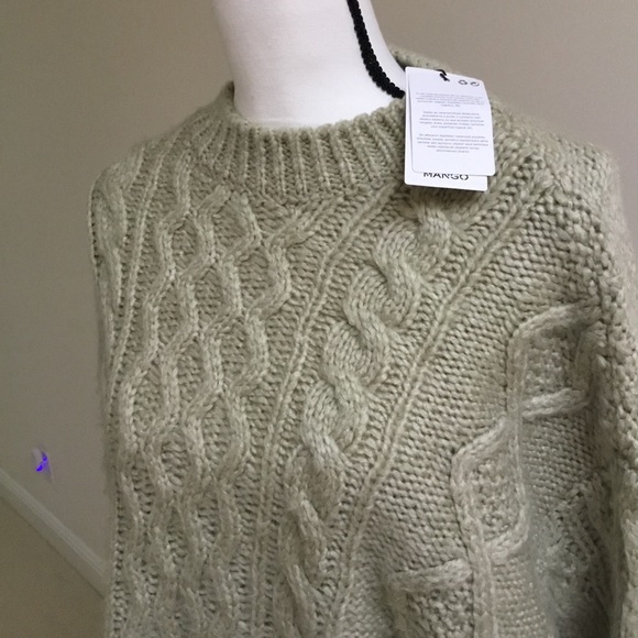 Mango Mint green Cable-knit sweater: size L NWT - Picture 7 of 9
